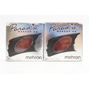 New 2x Mehron Paradise Water Activated Face & Body Paint Makeup AQ 40g 1.4oz Ea.